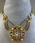 Vintage KORDA THIEF OF BAGDAD Jewel Encrusted Enamel Rhinestones Necklace #812