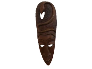 Carved Wooden Mask Face & Snake--Haitian--VINTAGE - Picture 1 of 5