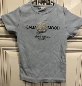 zara girls calm mood t shirt With Pearls Sz 9-10 - Picture 1 of 6