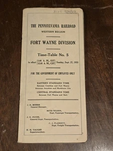 1953 Pennsylvania Railroad Western Region Employee Time Table #5 Fort Wayne Div - Picture 1 of 2