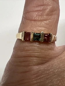14k Green And Pink Tourmaline Ring Size 7 KBN - Picture 1 of 6