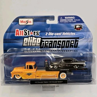 Maisto All Stars Elite Transport 1957 Chevrolet Flatbed 1957 Chevy Bel Air 1/64 - Image 1 of 4