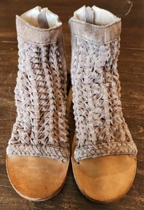 Free People Island Cruiser Sandals Tan Woven Leather Gladiator Shoes Size 7.5 - Picture 1 of 7