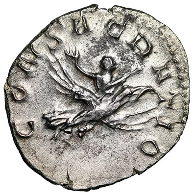 Divus Valerian II AR Antoninianus "Águila montante" extremadamente fino Foto 1 de 4