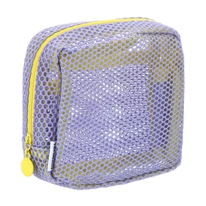 Borsa per Trucco in Rete, Borsa Cosmetica in Rete Portatile da 4,7" con Cerniera, Viola - Foto 1 di 6