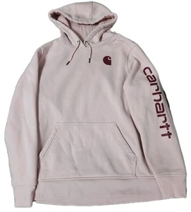 Carhartt Spellout Hoodie Pullover Sweatshirt Womens XXL 27x26 Relaxed Fit Pink  - Picture 1 of 3