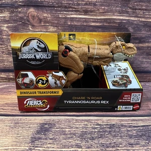 Jurassic World Tyrannosaurus Rex Fierce Changers Chase 'N Roar TRex To Jeep New - Picture 1 of 6