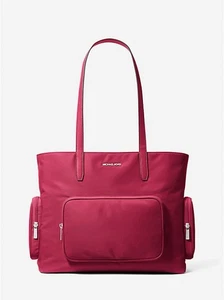Michael Kors Khai Large Nylon Pocket Tote Bag Dark Raspberry - Picture 1 of 4