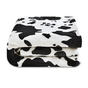 60x80 Zoll schwarz weiß Kuh Druck Fleece Überwurf Decke flauschig leicht weich - Bild 1 von 6