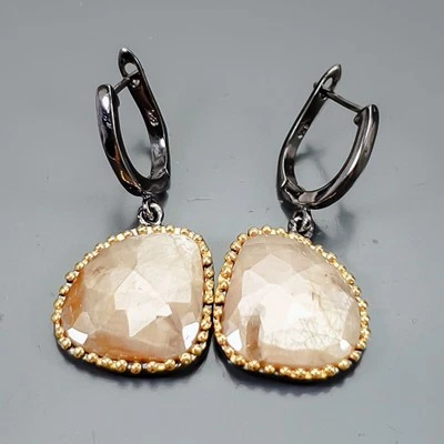 Pendientes mujer joyería zafiro dorado natural plata de ley 925/E123865 Foto 1 de 4