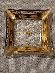 Vintage Glass Dish Georges Briard Gold Signed 5.5 by 5.5 in. - Picture 1 of 13