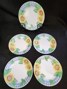 Vintage Sunsations 7¼" Bread Dessert Plates Sunflowers Set of 5 - Picture 1 of 6