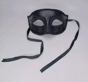 Black Glitter Masquerade Mask Party Cosplay Halloween Accessory - Picture 1 of 9