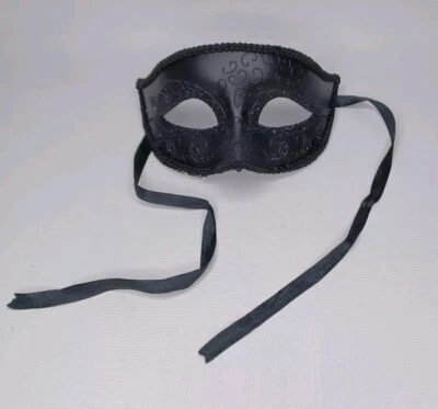 Black Glitter Masquerade Mask Party Cosplay Halloween Accessory - Image 1 of 4