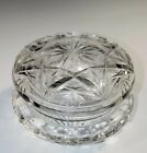 Cut Glass POWDER JAR Made in Czechoslovakia SIGNED 1930s Era, Imperfect but NICE