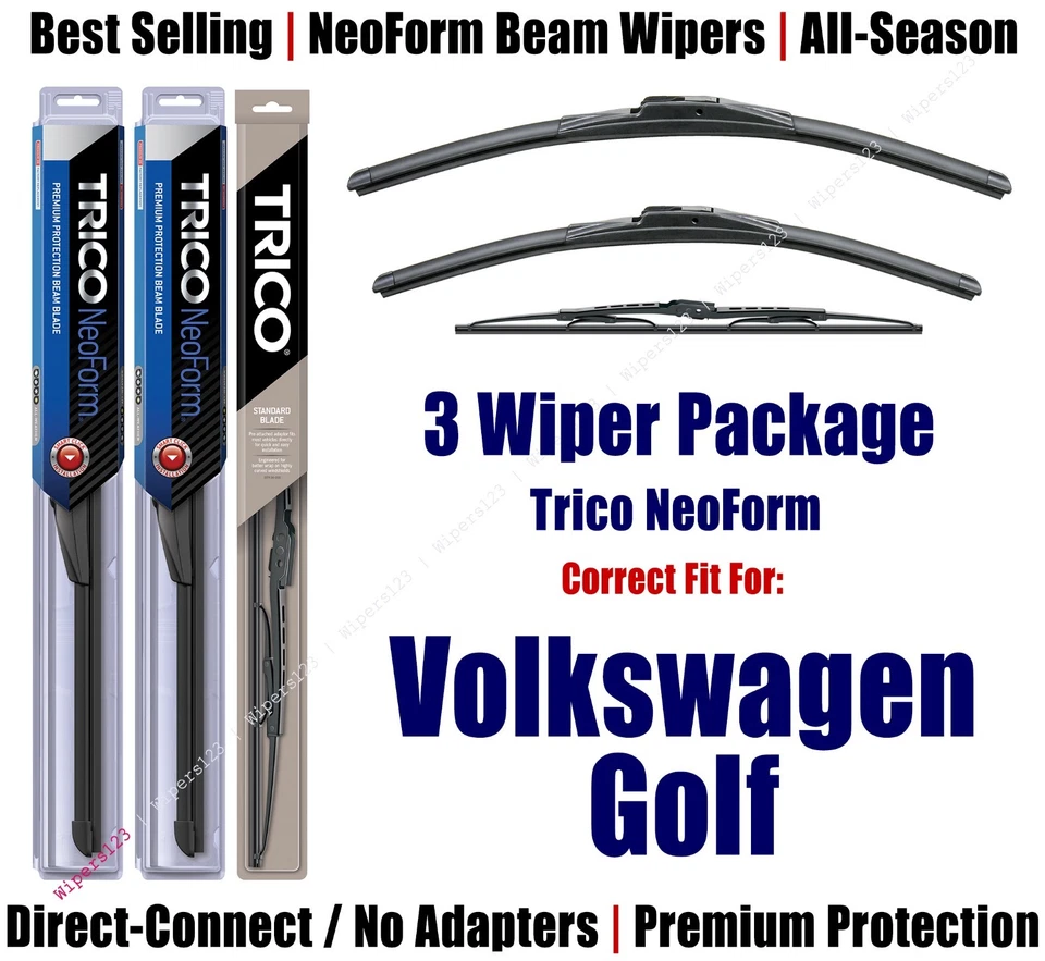 Limpiaparabrisas delantero y trasero NeoForm 3pk - apto para Volkswagen Golf 16210/190/30130 1993-2005 Foto 1 de 1