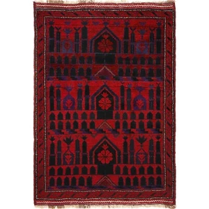 Handmade Wool Afghan Prayer Rugs 3'1x4'6ft Tribal Oriental Wool Area Rugs P29287 - Picture 1 of 7