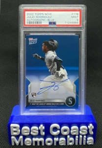 2022 MLB Topps Now Julio Rodriguez RC 17B Autograph Blue 39/49 PSA 9 ROY POP 6 - Picture 1 of 2