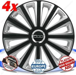 SET 4 BORCHIE RUOTA COPRI CERCHI CALOTTE 14 TREND DC RC PER FIAT 500 - Picture 1 of 3
