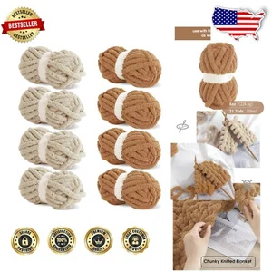 Versatile 8 Pack Chunky Yarn for Arm Knitting & Crocheting - Chenille Texture - Picture 1 of 11