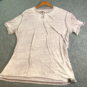 Lucky Brand Shirt Mens XXL Red Burgundy Henley Venice Burnout Faded Baja - Picture 1 of 8
