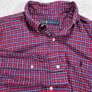 Ralph Lauren Herrenhemd Large rot blau kariert Langarm Knopfleiste - Bild 1 von 9