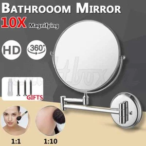 Extendable Wall-Mounted Makeup Mirror 10X Magnifier Double-Sided Bathroom Mirror - Picture 1 of 12