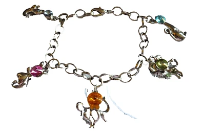 super süßes Strass Bettel Armband 19,5 cm KATZE bunt silber NEU + TOP A - Bild 1 von 2