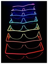 LED EL WIRE NEON GLOWING LIGHT UP BIRTHDAY PARTY CLUB GLASSES RED PINK BLUE LOT