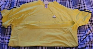 Adidas Men's Original Embroidered  3 Stripe  T-Shirt Yellow Soccer Large - Picture 1 of 3