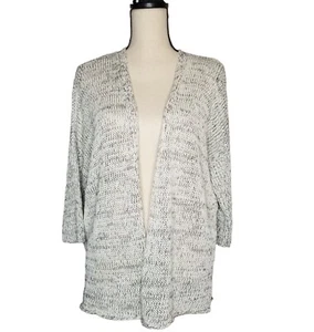 Eileen Fisher Womens Size Medium Cardigan Organic Cotton Linen Open Front Knit - Picture 1 of 11