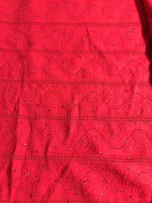 Red Sweater Knit Fabric with Red Shiny Accents 3-2/3 yards - Image 1 of 4