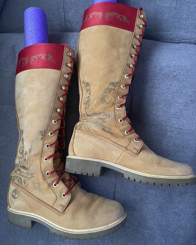 Stivali alti Timberland Premium 14" donna stringati marrone chiaro rosso 7 5