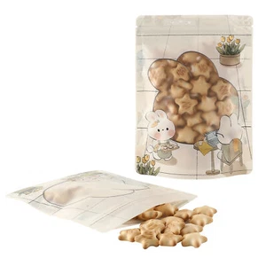 100 Kawaii Rabbit Café Stand Up Resealable Bags with Frosted Rabbit Shape Window - Picture 1 of 8