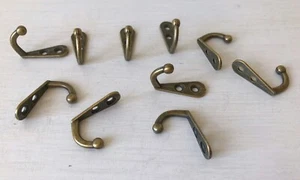Pack of 6 (SIX) Mini Bronze Tone Vintage Style 2 Hole Metal Hooks, 12 Screws - Picture 1 of 10