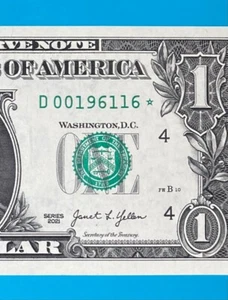 1961 January 6 : D 00196116 * BIRTHDAY Star Note $1 One Dollar Bill *UNC* - Picture 1 of 3