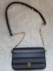 Tory Burch Perforated Leather Mini Robinson Chain Shoulder Bag - Black with gold