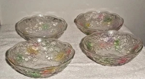4 GLASS MULTI-COLOR FLORAL 5 3/4" BOWLS - Picture 1 of 5