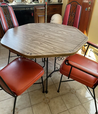 ITALY-SPAIN INSPIRED WROUGHT IRON DETAILED DINETTE SET 4 CHAIRS/LEAF BROCKTON MA Cover