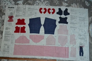 Cotton fabric panel, Simplicity Today's Girl print, 56" x 34", 18" doll clothes - Picture 1 of 4