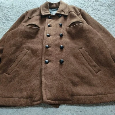 Chaquetón de lana vintage 45 rpm con botones cubiertos, chaqueta marrón Foto 1 de 4