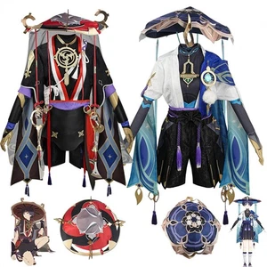 Genshin Impact Wanderer Balladeer Cosplay Suits Tops Coat Necklace Shorts Prop - Picture 1 of 24