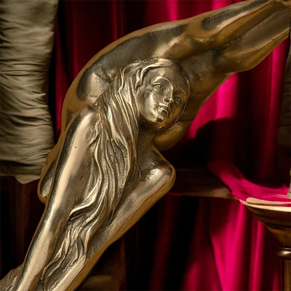 Bronze Lady Sculpture Walking Stick Cane Wood Design Handle Rare Woman Signed - Image 1 of 4