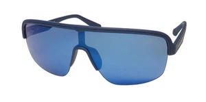 NEW POLICE SPLB47 SUNGLASSES 99-0-135 6QSB BLUE MENS WRAP PLASTIC HALF-RIM - Picture 1 of 8