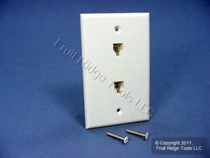 Leviton C2676-W White 1-Gang 2-Telephone Jack Unbreakable Nylon Wallplate Cover - Photo 1/4