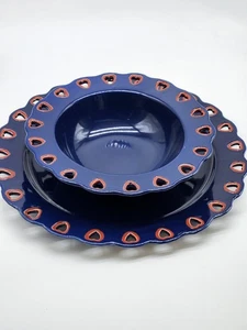Always Azul Keramik blauer Teller und passende Schale blaue Herzen - Bild 1 von 9