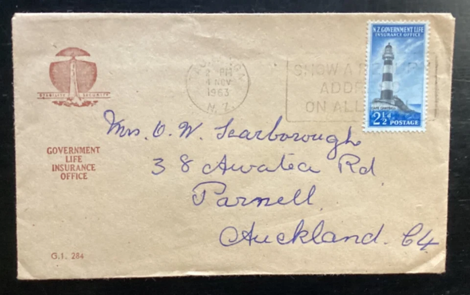 NZ 1963 2.5d Government Life‘Lighthouse’ FDC, Auckland Slogan pmk (NZF466) - Image 1 of 1