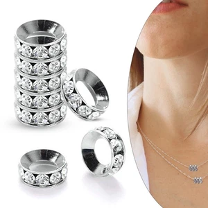 10mm Klar Kristall Scheibe Zwischenperlen Rund Strass Perlen zur Schmuckherstellung - Bild 1 von 12
