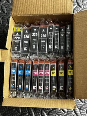EZ Ink 220/221 Ink Cartridges 17-Pack – PGI Black CLI Colors for Canon Printers - Image 1 of 2