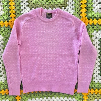 Vintage Nordak Wool Knit Crew Neck Sweater Small Made USA Pink Women Polka Dot - Image 1 of 4